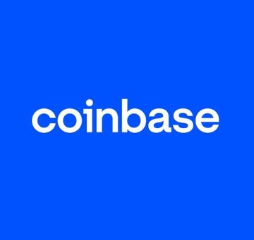 The Coinbase logo displayed in white lowercase text on a solid blue background.