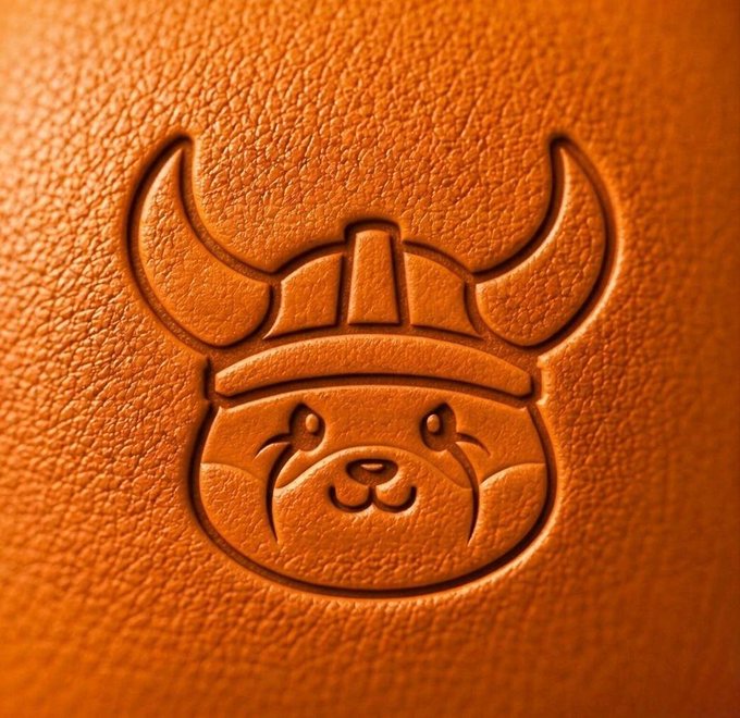urnage logo for "viking" brand, featuring a large Viking helmet with horns and a shield on the forehead.