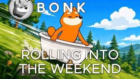 The image features a cartoon dog sitting inside a bathtub, with its head resting on the edge of the tub. Above the dog's head, there is text that reads "BONK ROTTING IN TO THE WEEKEND". Below this, there is another line of text that says "Gm!". This suggests that the image might be related to a humorous or lighthearted post about the weekend or a similar theme.