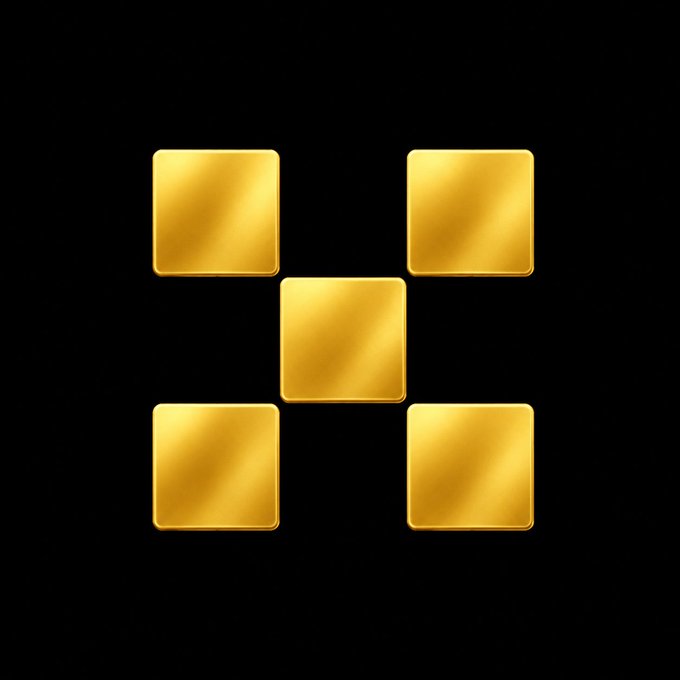 Five gold bars are arranged in an "X" or pinwheel pattern against a black background, visually emphasizing that gold is the original and most trusted form of real-world asset (RWA).