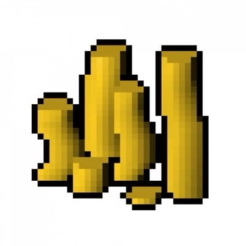 Pixel art illustration of golden coins stacked together.