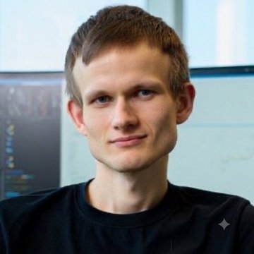 A young man with short light brown hair, wearing a black t-shirt, sits in front of computer monitors displaying code. The image is likely a stock photo used alongside the post about Ethereum's EIP-8363 proposal regarding staked ratio thresholds and rewards.