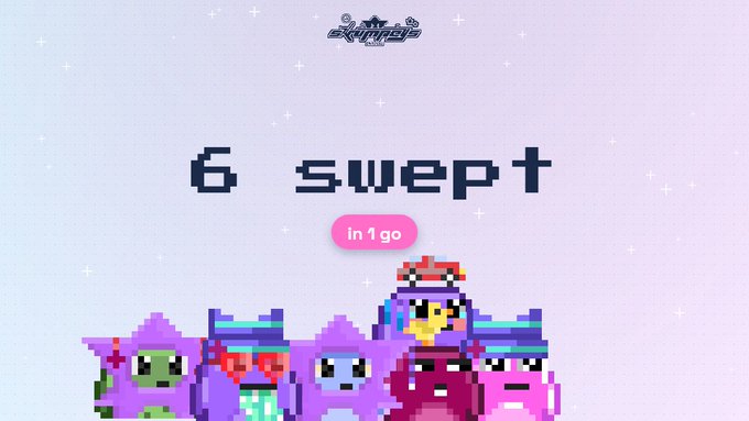 Pixel art thumbnail featuring purple monsters wearing VR goggles and sunglasses with text '6 swept in 1 go' and 'ZYDRGB' logo.