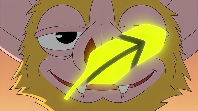 A cartoonish furry creature with a mischievous grin eyes a glowing neon green arrow shooting upward, visually echoing the post's "accelerate" theme by capturing rapid, dynamic forward momentum.
