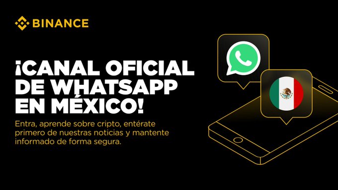 The image features a cell phone with two chat icons displayed on its screen - one for WhatsApp and another for WhatsApp Chat. The text "icánal official de whatsapp en Mexico!" is written above these chat icons, indicating that the message is related to the use of WhatsApp in Mexico.