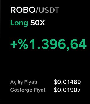 The image displays a trading screenshot showing a ROBO/USDT long position with 50X leverage that yielded a profit of +1,396.64%, with an entry price of $0.01489 and a current indicator price of $0.01907. This aligns with the post celebrating the shared call's success, highlighting how the channel's prediction resulted in a substantial gain despite challenging market conditions.