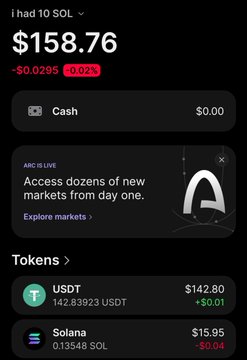 A Phantom wallet screenshot displays "i had 10 SOL ~" alongside a balance of $158.76 and shows two pinned tokens: USDT worth $142.80 and Solana at $15.95, promoting the wallet as a ticker-display board where people can send crypto to appear on the leaderboard.