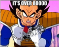 The image shows the anime character Vegeta from Dragon Ball with a speech bubble reading "IT'S OVER 90000!", humorously referencing Bitcoin's price surge to over $90,000 mentioned in the post. The meme draws a playful parallel between the iconic anime exclamation about power levels and the cryptocurrency's price milestone.