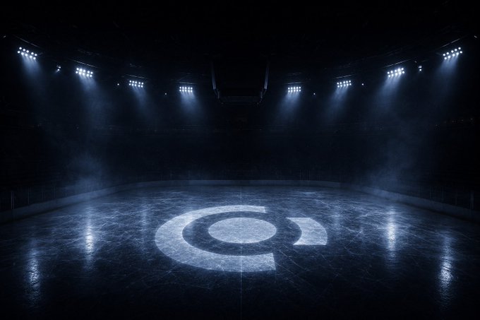 An empty, dramatically illuminated sports arena or stage bathed in cool blue light from overhead spotlights, with a large stylized "C" logo projected onto the polished floor at center.

The image evokes a sense of anticipation and verification—much like Concordium's role as a neutral, spotlighted stage where AI agents can be authenticated and proven legitimate before entering the "arena" of trust-based transactions.