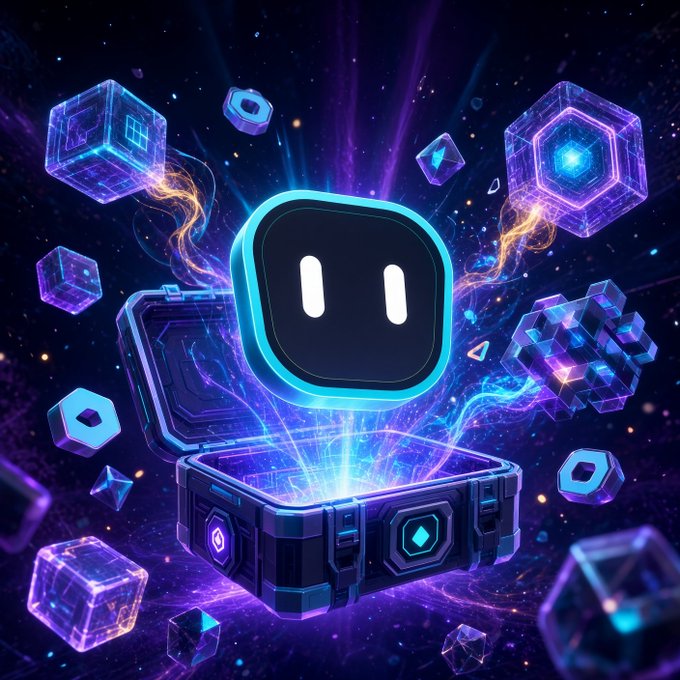 A glowing AI code bot marked with “II” rises from a futuristic high-tech case amid neon cubes and energy trails. It visually reinforces the post’s advice to give **Dappit** specific requirements, use **Ade** to refine ideas, and save time and tokens through clear “done” criteria.