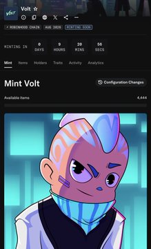 A Volt NFT (#1775) is displayed on its minting page with a 66-second countdown timer and statistics showing 0 days, 0 hours, 20 mins, and 66 secs remaining, directly relating to the user's question about eligibility and price prediction for today's volt mint.