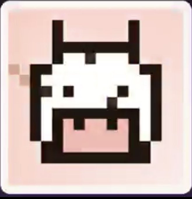 A pixel art image of a cow's face on a pink background, related to the CowHood NFT waitlist promotion.