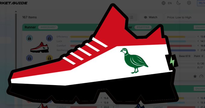 The image features a shoe with an Egyptian flag design on it. The shoe has red, white, and black colors, along with a green bird logo on the side. The caption of the image reads "Egypt's pretty cool Even if they lose in the group stage, it still counts as 1 ticket, right? I wonder if it'll dip below 1000 GMT". This post seems to be discussing the shoe design or possibly comparing it to other designs from Egypt.