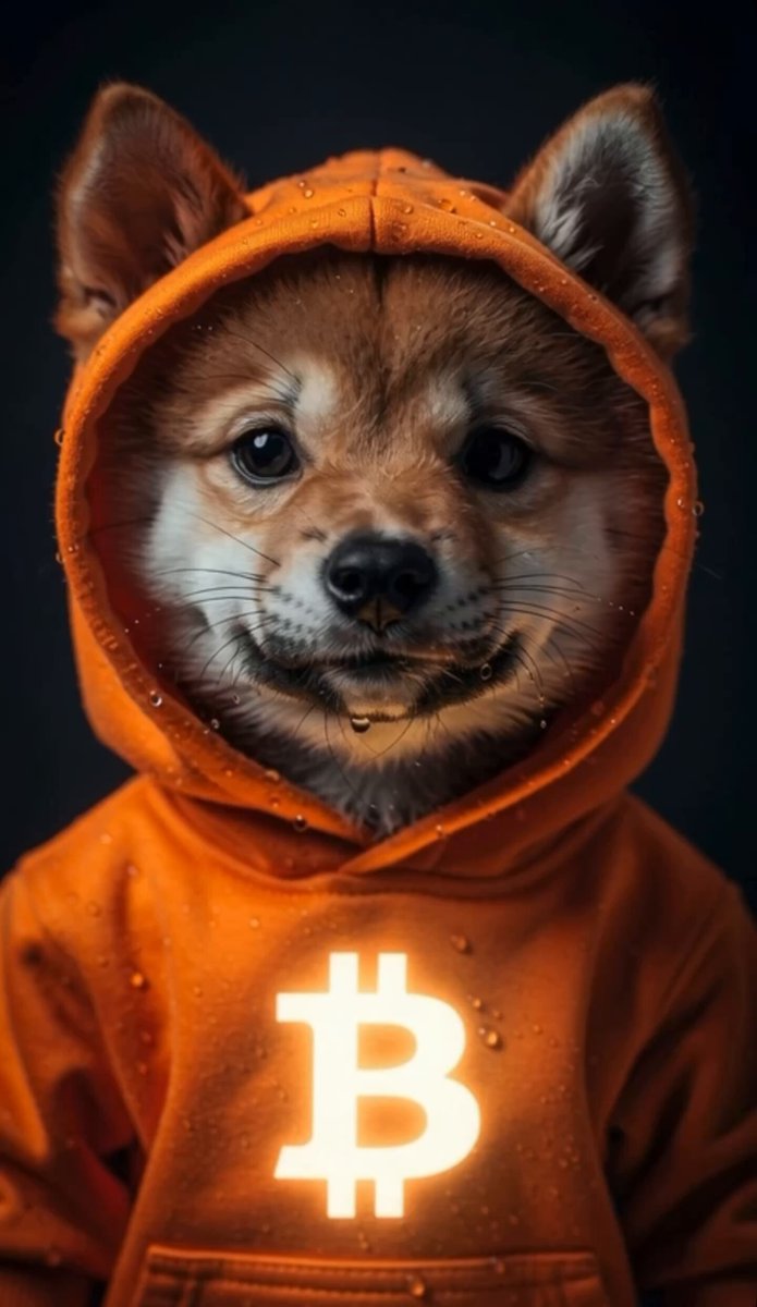 The image features a dog wearing an orange hoodie with the Bitcoin symbol on it, standing against a black background. The dog appears to be smiling for the camera, giving off a friendly vibe. The caption of the image reads "Keep Postin $DOG Call $DOG an Asset Or a Shitcoin Shill or Fud— Reality: No Fud can change where $DOG is headed & No shill can send $DOG II One". This post seems to be promoting Bitcoin and cryptocurrency, as it features a dog wearing an orange hoodie with the Bitcoin symbol on it.