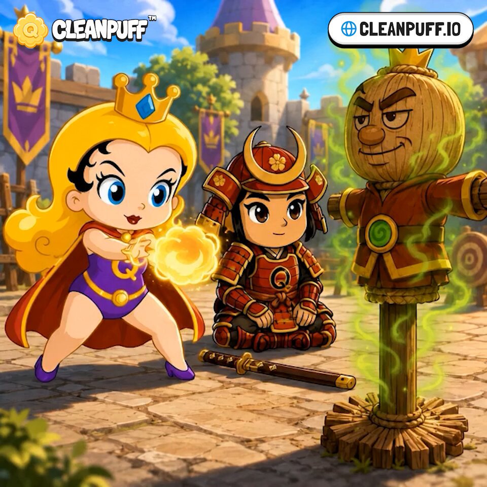 The image features a cartoon scene of three characters dressed in medieval armor, including a princess, a warrior, and a scarecrow. The princess is holding a sword while the warrior has a shield, both of which are typical medieval weapons. The scarecrow also holds a shield. They appear to be engaged in combat or training with each other.

The post that accompanies this image reads: "Some serious training... with @Shogun_Shiba". This suggests that the characters might be participating in a training session, possibly for a role-playing game or educational purpose related to medieval history and warfare.