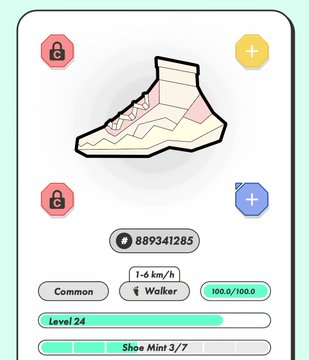 The image shows a shoe with a pink sole, placed on top of a white background. There are four other shoes in the scene, each with different colors and designs. The main shoe has a pink sole and is located at the center of the image. The other three shoes are positioned around it, creating an interesting visual effect.
