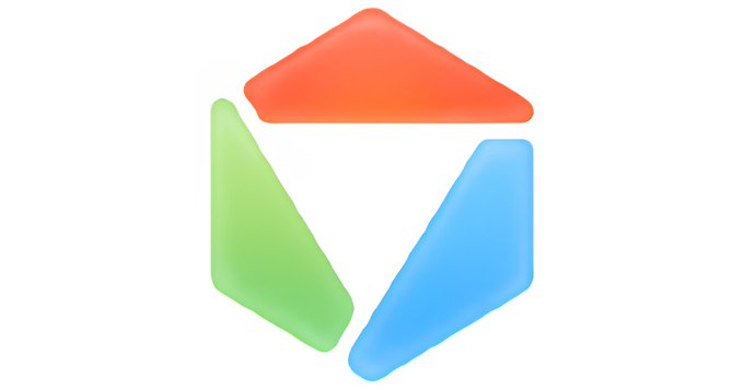 A glossy 3D logo of three triangular shapes—red on top, green on the lower left, and blue on the lower right—arranged to form a hexagonal shape on a white background.