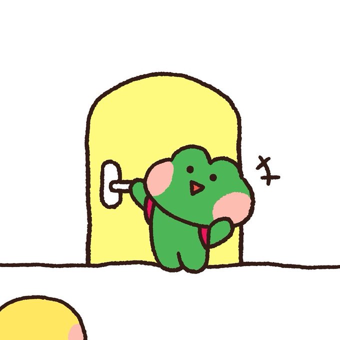 A green frog-like character peeks curiously from behind a yellow door in a simple cartoon style.

The image's theme of a character cautiously opening a door to peek inside mirrors the post's message—suggesting that what initially appears to be a simple game (ROOM) is actually a doorway leading into the larger $MINI ecosystem.