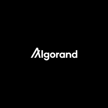 The image shows a logo for an online marketplace called Algorand, which is currently processing 20M USDC transactions per day and is expected to reach 45M by the end of 2026. The logo features white text that reads "Algorand" in black letters against a black background.