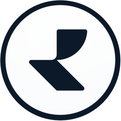 A circular logo featuring a stylized dark blue/navy 'B' or abstract geometric design on a white background.