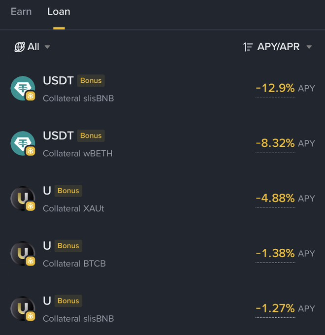 The image shows a screen with a list of different cryptocurrencies, including Bitcoin and BNB, along with their current prices. There are several trading pairs listed, each with its own set of numbers. The top left corner of the screen features a "Emp" button that is currently empty. The bottom right corner has a text box containing various details about the Cryptocurrency trading system on this page.
