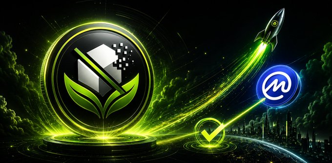 The image features a logo for a cryptocurrency called "NSGC No Sugar Coin" (NSGC NSC), which is an application that allows users to invest in digital currency, such as Bitcoin or Ethereum. The logo includes a green leaf symbolizing nature and a rocket ship representing progress and innovation. There are two blue checkmarks on the image, indicating that the NSGC NSC listing has been approved by the CMC Dex Scan website.