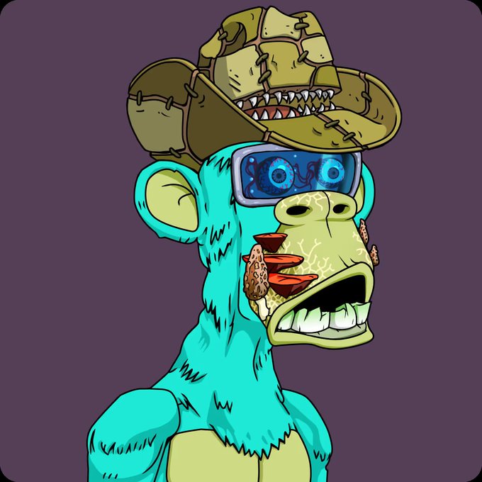 A cartoon illustration of a teal-colored monkey with a stitched hat, blue VR goggles, and a surprised expression with an open mouth showing teeth.
