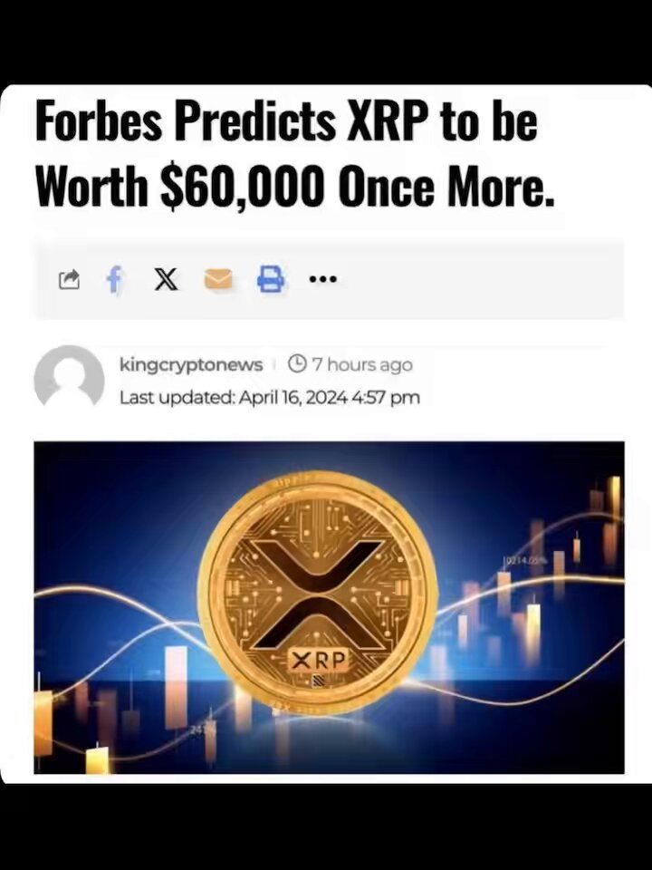 In this image, there's a post made up of text on a white background that appears to be posted on social media. The main focus of the post is related to Ripple (XRP), a cryptocurrency, which has been gaining attention for its potential value as a means of payment and as an investment. This post provides context about the Ripple coin reaching $60,000 per coin, sparking mass discussion among the Ripple community, and even mentions that it could be worth more than $1 Billion once adopted globally. The image also shows some visuals related to Ripple, such as a dollar sign (cryptocurrency symbol) and an XRP coin design or representation of Ripple.