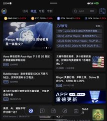 Screenshot of a Chinese cryptocurrency app showing Bitcoin (BTC) price charts and news articles, with a 'Zircuit 重大更新' banner at the bottom.