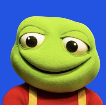 The image shows a green Pepe-style toad character wearing a red shirt and yellow overalls with a smug side-eye grin, commonly known as the "$TOAD" meme. The post humorously reflects the character's widespread viral presence across timelines, suggesting the $TOAD meme has taken over social media.