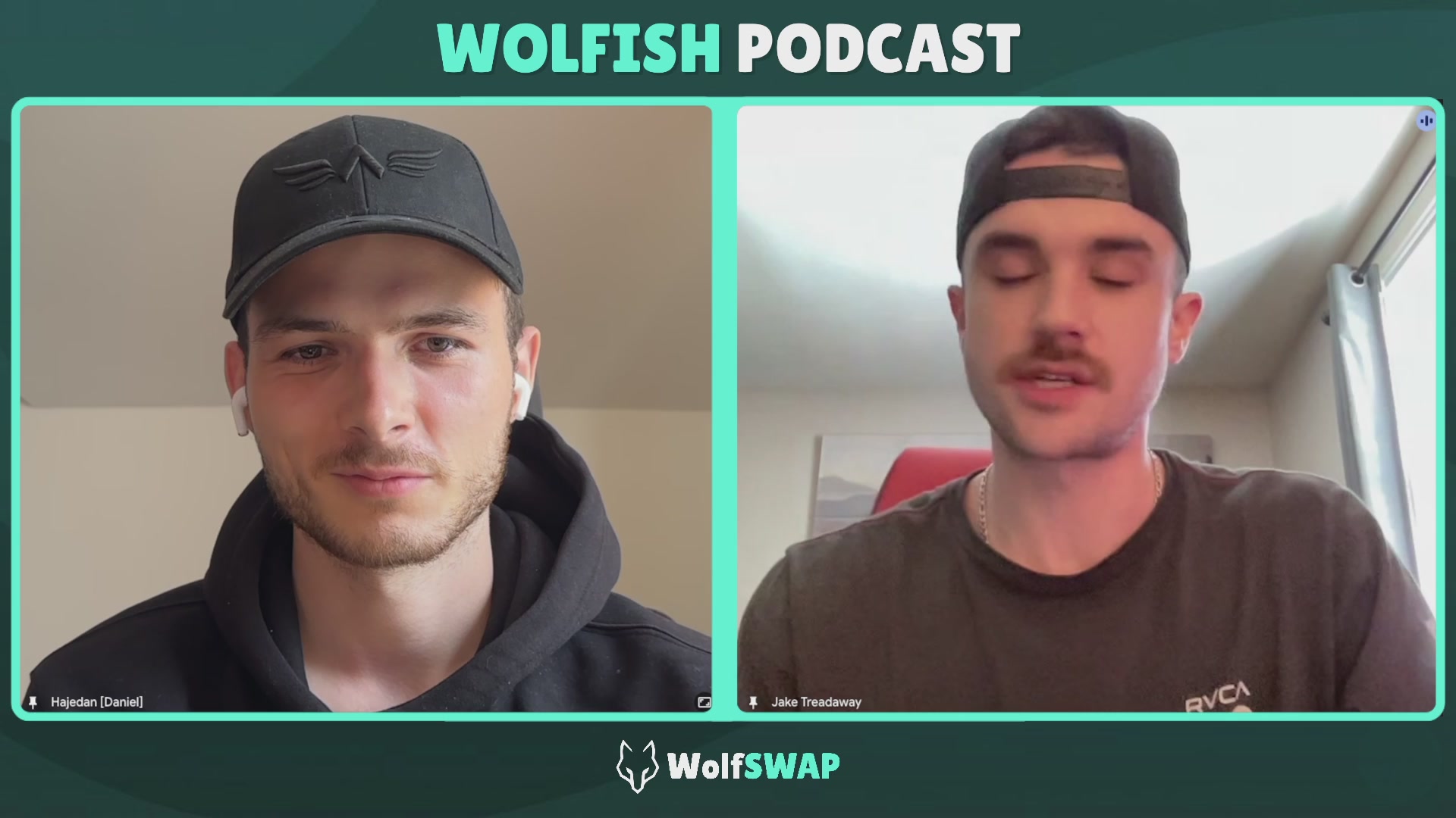 The image shows two men wearing baseball caps, with one man's face being displayed at the top of the frame and the other man's face at the bottom. The caption below them reads "@axldefi and @zubic_eth". This suggests that they are discussing a topic related to the podcast they are hosting or participating in.

The image also contains text about a podcast, which is likely related to their conversation. The hosts of the podcast might be discussing various topics such as sports, technology, or other interests.