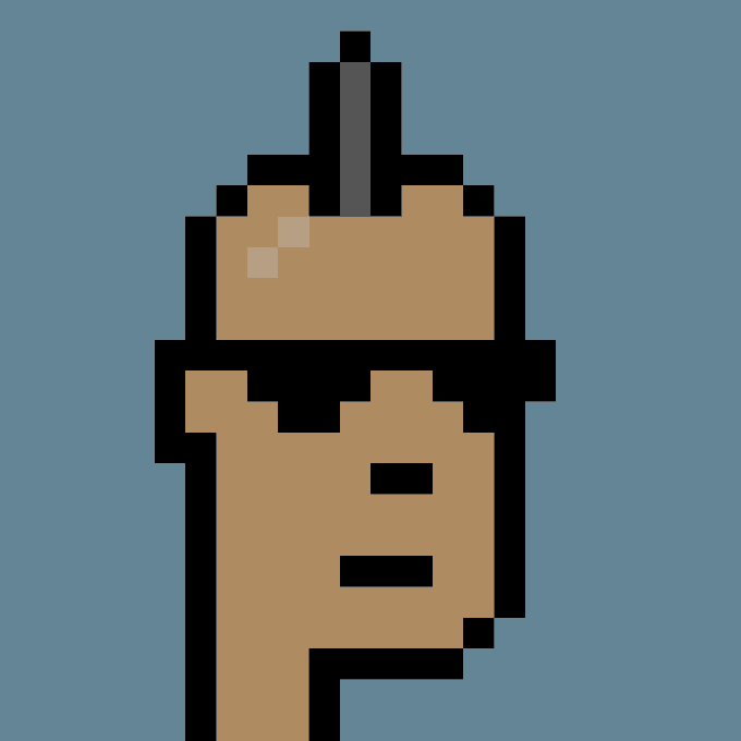 A pixel art portrait of Cryptopunk #5329, featuring an orange-skinned figure with a small black mohawk against a blue background, shown as part of a 33.15 ETH ($62,531 USD) purchase transaction.