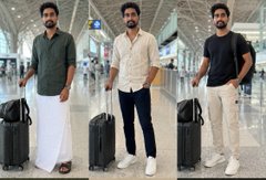Three men in white shirts and light pants stand with luggage at an airport terminal, smiling for the photo. The image appears unrelated to the post, which highlights bullish sentiment toward Riverdot Inc., citing user growth, chain abstraction, and upcoming airdrop seasons.