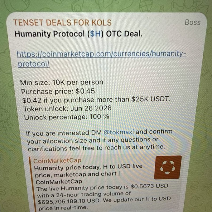 The image shows a screenshot of a web page with text, including information about cryptocurrency deals for KOLS. A user is interested in learning more about these deals, as they are described as "humanity protocol" and "ethash." The post also mentions that there's an upcoming update at some point in the future. The context of the image appears to be related to cryptocurrency or an online market discussion, with users sharing ideas about trading options for KOLS.