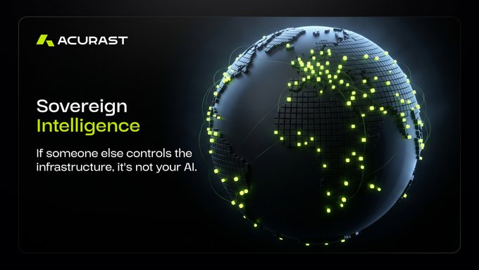 The image features a black globe with numerous small dots representing internet connections around the world. The caption below the image reads, "Sovereign Intelligence", which suggests that the image might be related to an AI project or application focused on monitoring and analyzing global networks for security purposes.
