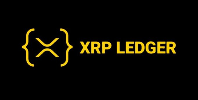 The image features a logo for an online marketplace called "X.R.P. Ledger". The logo consists of a yellow "X" surrounded by black text that reads "X.R.P. Ledger". The background color is black, which contrasts with the yellow "X" and makes it stand out. The image also includes some text in white at the bottom, but it's not clear what it says without more context or information about the website being referred to.