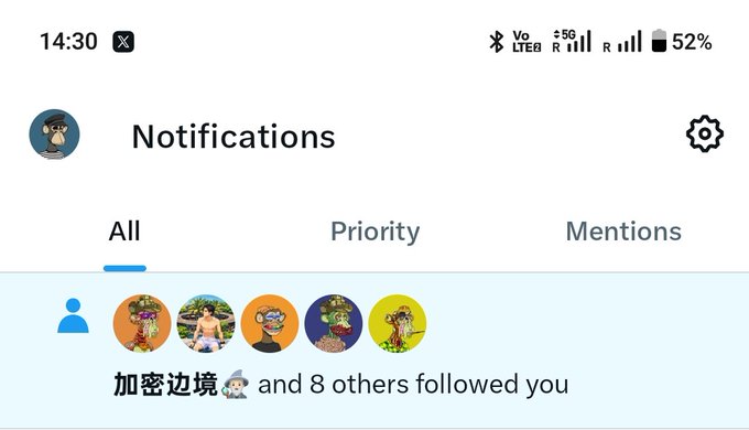 The image shows a group of people, including an Asian character, who are all following a person named @BoredApeYC. The followers seem to be interested in the person's account or profile, as they have chosen to follow them back on social media. The post is titled "Notifications" and has a message that reads: "Love seeing so many Asian Apes joining the club! I'm following back everyone with a BAYC.com profile. The Asian @BoredApeYC tour is coming... Who is making the trip from Europe?".