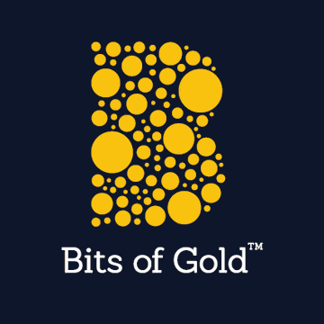 The image shows the logo for "Bits of Gold™," featuring a yellow capital letter "B" composed of various-sized circles on a dark navy background. The logo represents an Israeli cryptocurrency exchange, and it accompanies a statement opposing KYC (Know Your Customer) regulations, which are identity verification requirements often mandated by such exchanges—suggesting the post critiques the privacy-invading nature of these compliance measures in the crypto space.