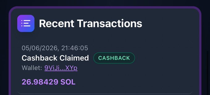 The image shows a screenshot of an online transaction page, specifically from a wallet or payment platform like PayPal. The text displayed at the top of the screen reads "Aside from these," while the lower part reveals details about recent transactions including the date (05/06/2026), the time (21:46:55), and the amount claimed as cashback (9.95 sol).
