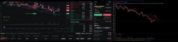 A dark-themed crypto trading dashboard displays price charts with red and green candlesticks trending downward, alongside order book panels and portfolio metrics. Tickers visible include BTC, ETH, HYPE, and DOGE, with numerical values such as "784.73" and "11737.17" shown. The interface corresponds to the post's discussion of orderbook transparency, with the visible order book panels directly illustrating the user's concern about whether platforms like Lighter publicly display their transactions compared to Hyperliquid.