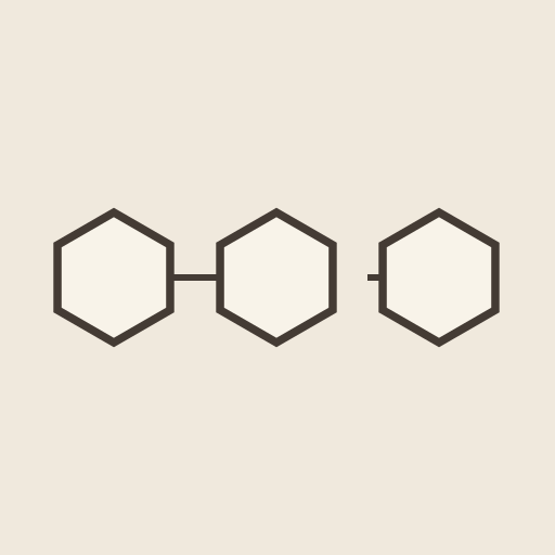 A simple black-and-white logo consisting of three connected hexagonal outlines.