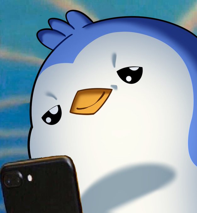 A cartoon blue bird character looking unimpressed while looking at a smartphone.