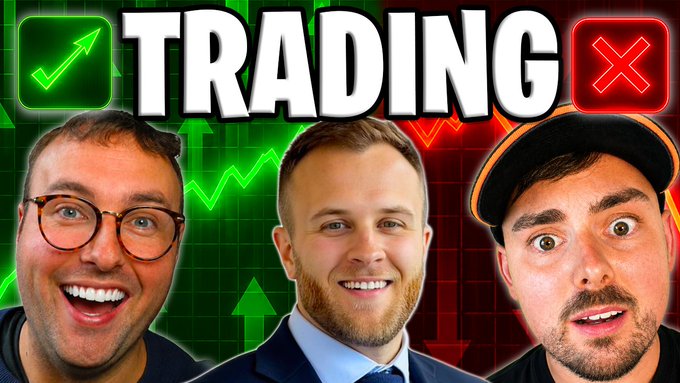 Three men are featured in this thumbnail for a "TRADING" video, with the words "Dave, Wiz and Jala" likely referring to the hosts, and the green checkmark and red cross indicating successful and unsuccessful trades.
