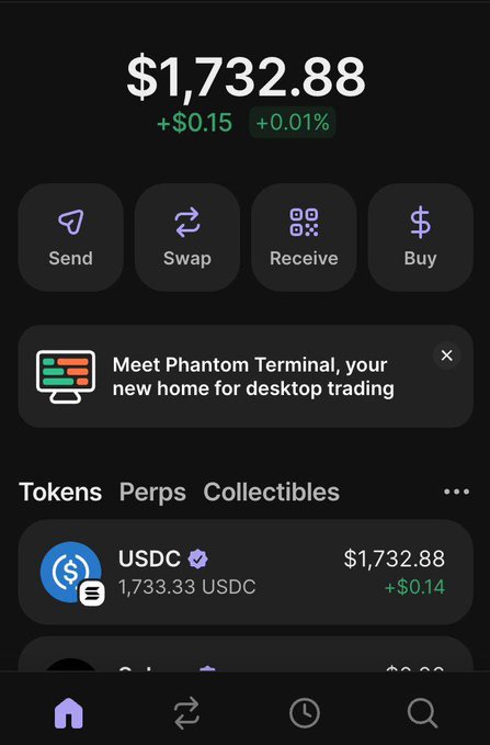 The image shows a cell phone screen with an app icon, which appears to be a trading app for cryptocurrencies like Bitcoin or Etherium. The app has a green background and features icons related to sending, receiving, and buying cryptocurrency. There are also icons representing different types of currency symbols. The text on the screen reads "5 $SOL GIVEAWAY! - rt like and follow @MingoApes - on notis and show proof - comment $SOL address. June 5". This post is about a trading app, possibly related to cryptocurrency, with an emphasis on the current date and time.