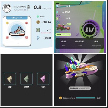 The image features a collage of four different pictures, each showcasing a unique shoe design. The first picture displays a pair of sneakers with a purple and white color scheme. The second picture showcases a jogging shoe with an orange and blue color palette. The third picture presents another pair of sneakers in shades of pink and gray. Lastly, the fourth picture features a jogging shoe with a black and white color scheme. These images are arranged side by side to provide viewers with a comprehensive view of various shoe designs.