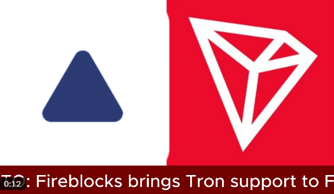 A news graphic showing the Basic Attention Token (BAT) and Tron logos, with the headline 'Fireblocks brings Tron support to F...'.