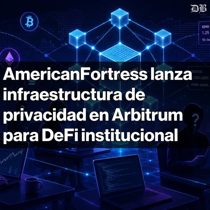 The image shows people sitting at desks using laptops with monitors in front of them as they work. The phrase "AmericanFortresslanza infraestructura de privacidad en Arbitrum para DeFi institucional Su plataforma beta permite enviar actividad onchain. Focus on what is in the image and how it relates to the post". This suggests that an individual or group may be interested in using private blockchain technology for secure communication, transactions, or other purposes related to data protection and privacy within a transparent system.
