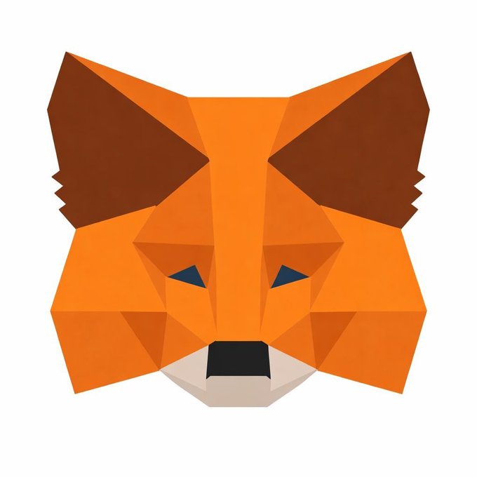 A geometric, low-poly illustration of a fox face in orange and brown tones against a white background.
