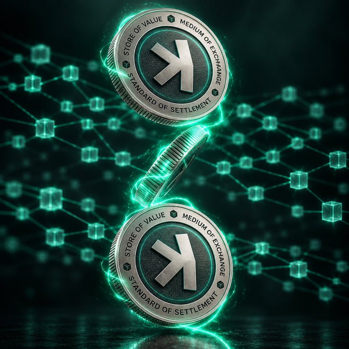 Two metallic XRP cryptocurrency coins with 'STORE OF VALUE', 'MEDIUM OF EXCHANGE', and 'STANDARD OF SETTLEMENT' inscriptions connected by a glowing green chain against a digital blockchain background.