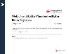 The image shows a presentation slide from Türkiye İş Bankası Wealth Management dated March 27, 2025, titled "Türk Lirası Likidite Yönetimine İlişkin Basın Duyurusu" (Press Release on Turkish Lira Liquidity Management), discussing the CBRT's decision to resume one-week repo auctions at a 42.5% interest rate.

The slide directly relates to the post's discussion of TL liquidity management, as it presents the Central Bank's official announcement about resuming repo auctions—the very decision referenced in the commentary about monetary policy changes following the interest rate cut.